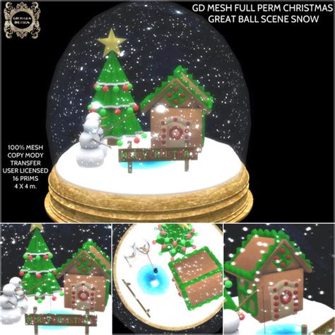 Second Life Marketplace Gd Mesh Full Perm Christmas Great Ball Scene Snow