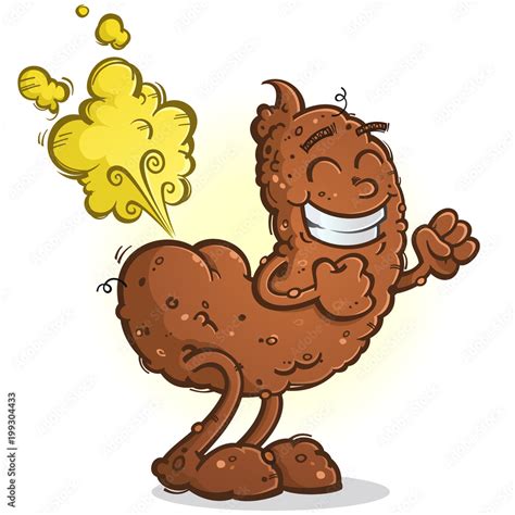 Poop Cartoon Character Blowing A Big Fart Stock Vector Adobe Stock