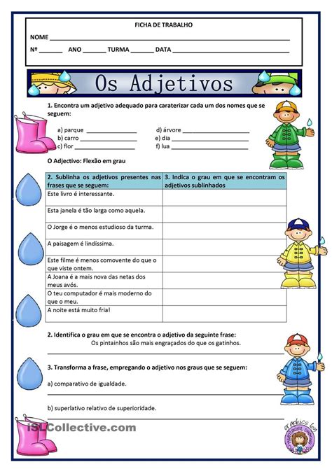 Atividades Sobre Adjetivos 7 Ano Com Gabarito
