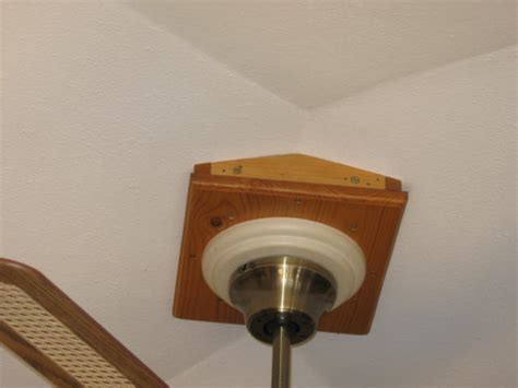 The previous owners had used a plastic box nailed to a joist and the plactic broke. Cathedral ceiling fan box - Lighting and Ceiling Fans