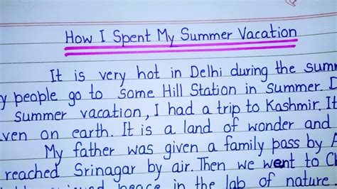 Write An Essay On How I Spent My Summer Vacation Paragraph On How I Spent My Summer Vacation