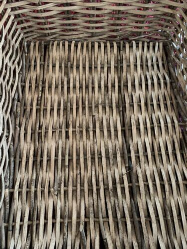 Wicker Log Storage Baskets Rectangular Basket Grey And Buff Rattan