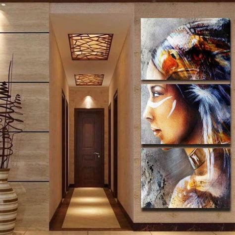 Native American Indian Woman Portrait Canvas Painting