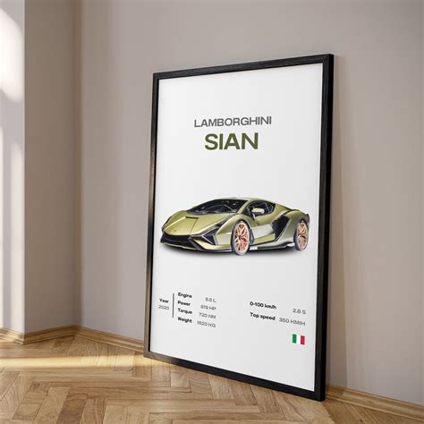 Lamborghini Sian Poster Mid Century Modern Car Poster Etsy