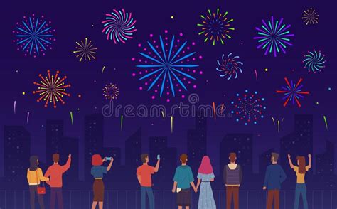 Crowd People Watching Fireworks Stock Illustrations 137 Crowd People