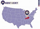 Estado de kentucky en el mapa de estados unidos. bandera y mapa de ...