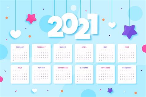Plantilla Ilustrada Del Calendario 2021 Vector Gratis