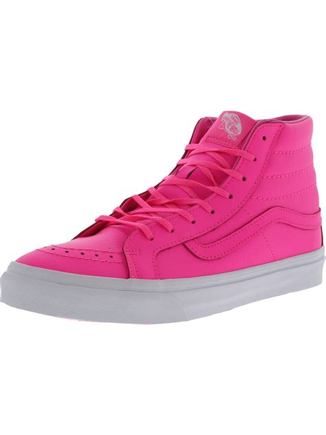 Vans Sk8 Hi Slim Neon Leather Pink High Top Skateboarding Shoe 5m 3