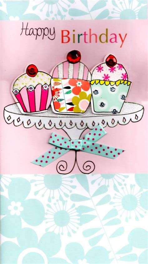 Cupcakes Pretty Happy Birthday Greeting Card Cards