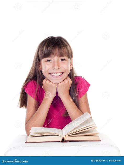 Cute Little Girl With Books School Portrait Stock Image Image Of
