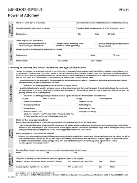 Printable Power Of Attorney Form Minnesota Printable Forms Free Online