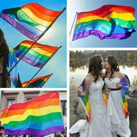 Wholesale 90 150cm 3 5ft Rainbow Flag Gay Pride Peace LGBT Polyester