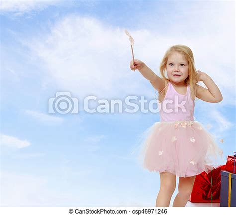 Little Girl With A Magic Wand Adorable Little Princess With A Magic