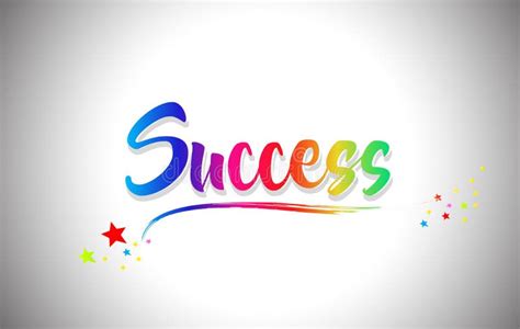 Success Handwritten Word Text With Rainbow Colors And Vibrant Swoosh