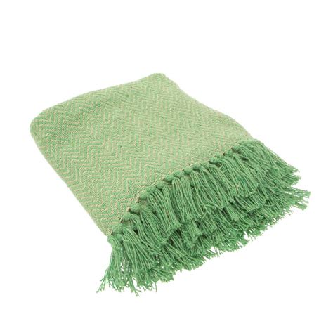 Green Herringbone Blanket Throw By Lola And Alice