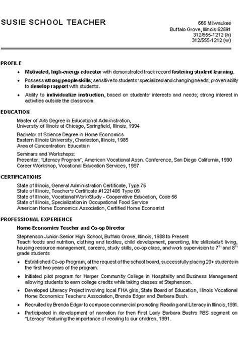 Search for the latest cv for english teaching job. Home Economics Teacher Resume Example