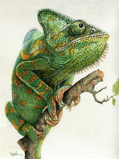 Chameleon Painting By Linda Apple