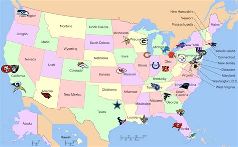 Nfl Teams Map Nfl Map Teams Logos Sport League Maps Maps Of