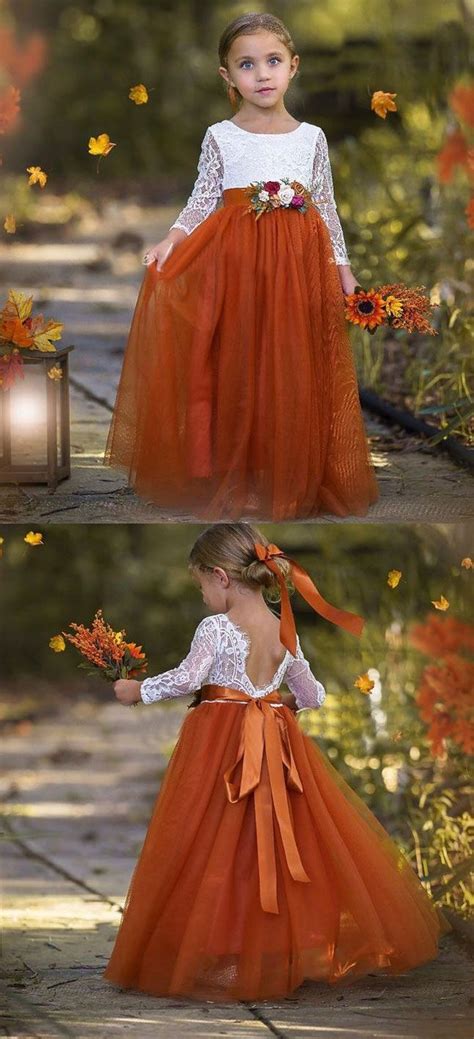 Orange Flower Girl Dresses With Appliques Lace From Dressydances Fall