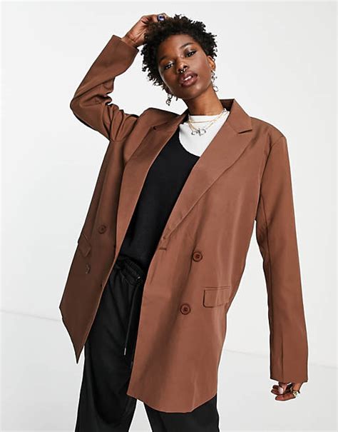 Heartbreak Oversized Dad Blazer In Chocolate Brown Asos