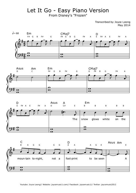 Featured free printable sheet music: Let it-go-easy-piano