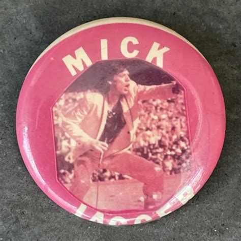 Vintage 1970s Mick Jagger Pin Button Rolling Stones Badge 175 Live