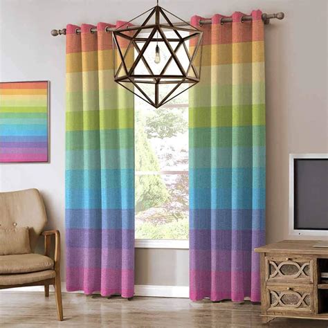 Renteriadecor Vintage Rainbow Blackout Curtains For Bedroom