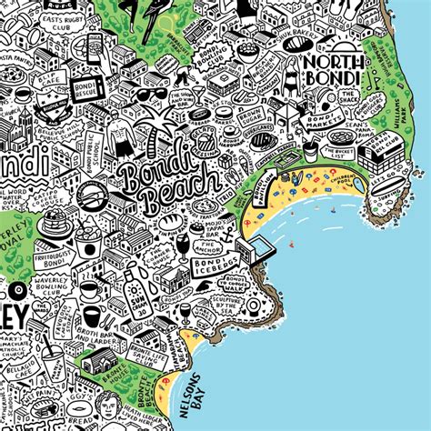Bondi beach map new fare systems. Hand drawn map of Bondi Beach, Sydney - by Jenni Sparks in ...