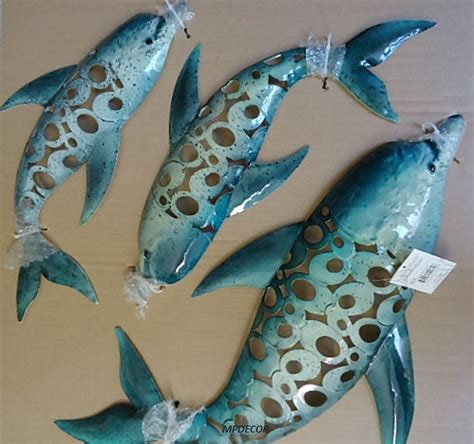 The most common outdoor fish decor material is polyester. Dolphin Fish Wall Art Decor Hanging Metal Nautical Coastal Indoor Outdoor Set/3 - Garden Buy Mall