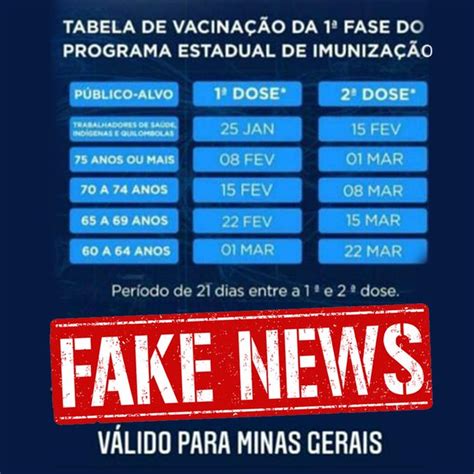 Doria anuncia próximas etapas da vacinação em são paulo. :: Fake News :: Mensagem com calendário de vacinação ...