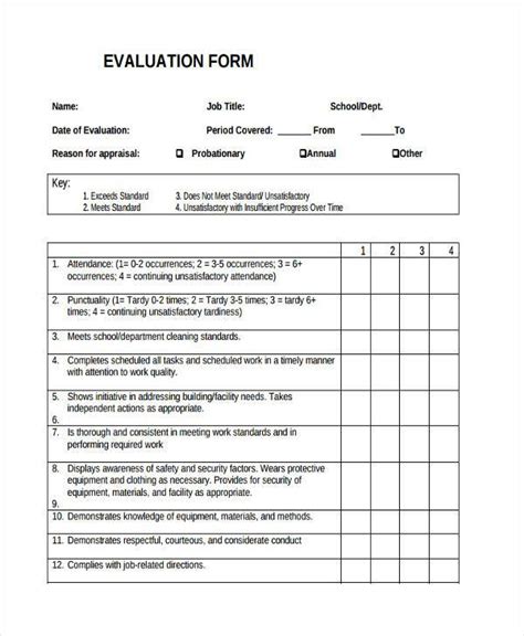 Free Sample Job Evaluation Forms In Ms Word Pdf Ms Excel Vrogue Co