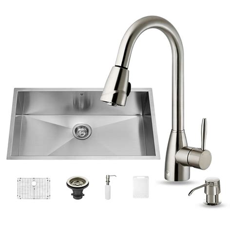 I like how the board and drainers rest in the top of the sink but can be positioned where you want and it is really nice that they also supply a drain. VIGO All-in-One Undermount Stainless Steel 32 in. Single ...