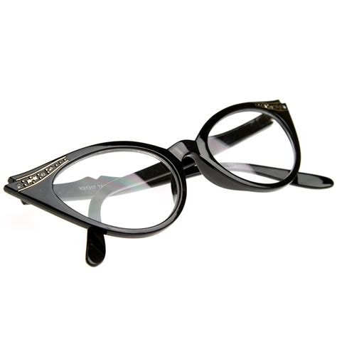 vintage 1950s fashion clear lens glasses rhinestones 8434 vintage cat eye glasses cat eye