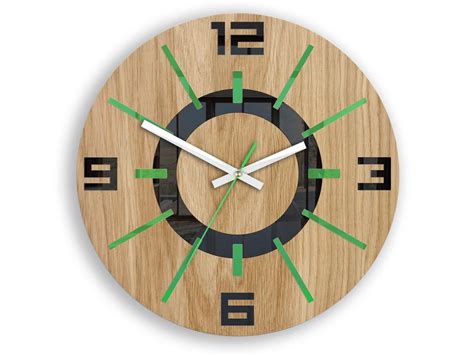 Large Wall Clock Green Black With A Silent Mechanism Etsy
