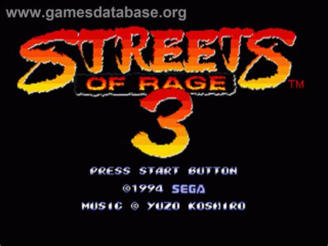 Streets Of Rage 3 Sega Nomad Artwork Title Screen