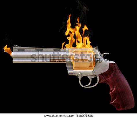 Revolver Fire Isolated On Black Stock Illustration 110001866 Shutterstock
