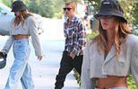 Hailey Bieber Showcases Her Svelte Abs In Cropped Blazer During Outing With