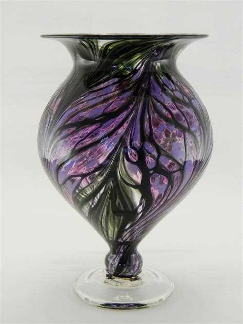 Hand Blown Art Glass Vase Purple And Lavender By Paradiseartglass