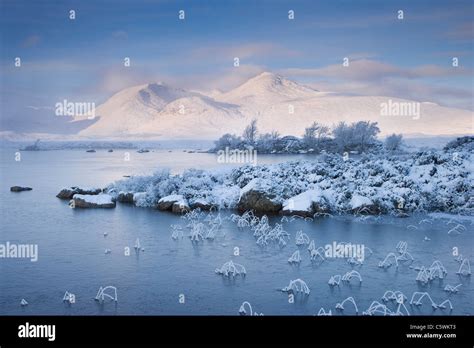 Lochan Na H Achlaise And Clach Leathad 1099 M In Winter Rannoch Moor