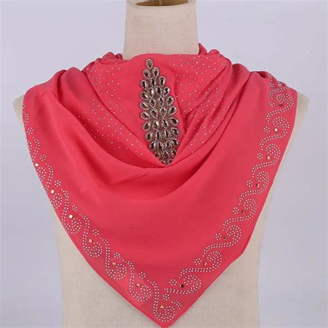 Summer Chiffon Muslim Hijabs Square Scarves With Exquisite Czech