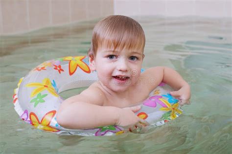 Little Happy Boy Swimming In Pool Stock Image Image Of Play Beauty