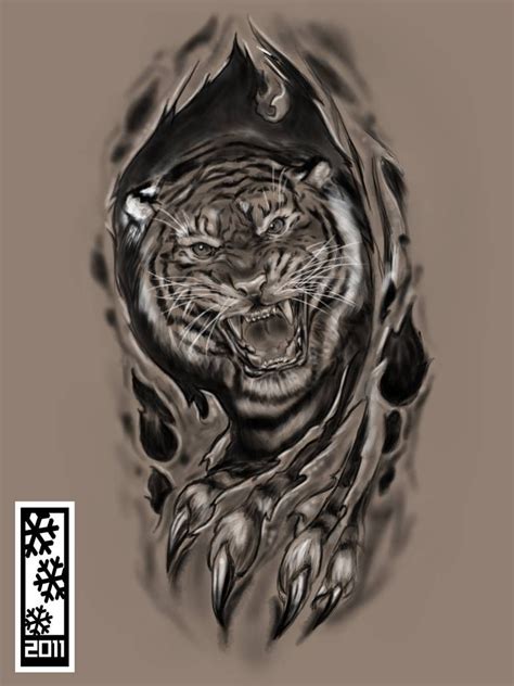 Tigerrr By Tylerrthemesmer Tiger Tattoo Ripped Skin Tattoo Tiger