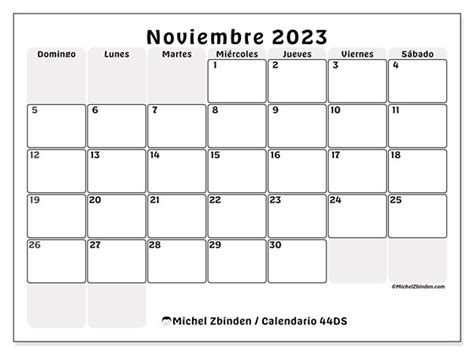 Calendario Noviembre De 2023 Para Imprimir “501ds” Michel Zbinden Es