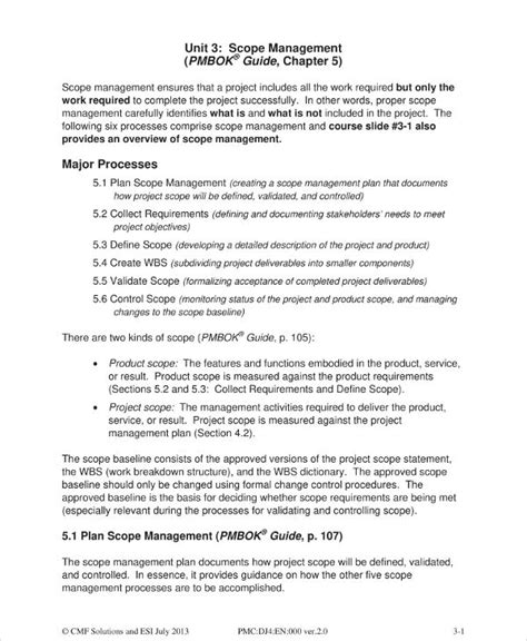 Sample Project Scope Management Plan Image To U