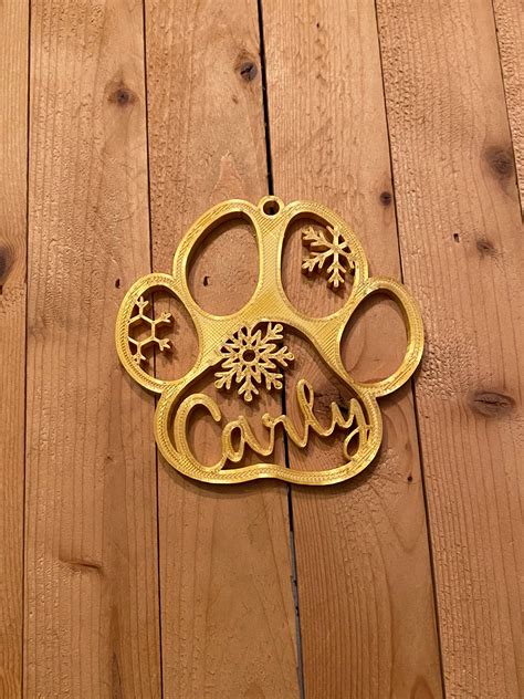 Personalized Pet Ornament 3d Wooden Dog Paw Personalized Ornament