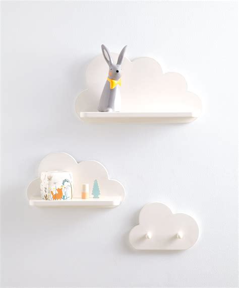 Complete Babys Nursery With These Fun Cloud Shelves And Coat Hooks