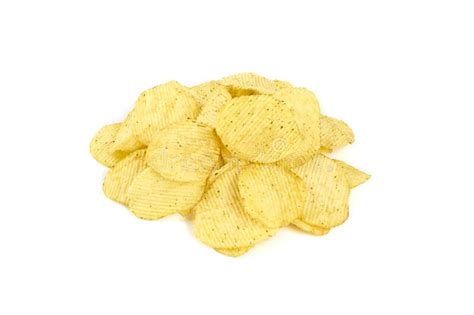 Yellow Potato Chips Isolated On White Background Stock Image Image Of