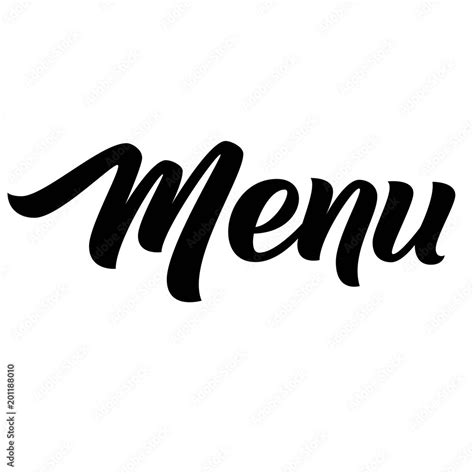 Menu Hand Lettering Brush Calligraphy Isolated On White Background