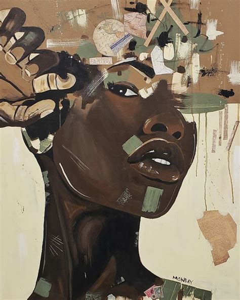 An Abstract Painting Of A Womans Face With Many Different Things On
