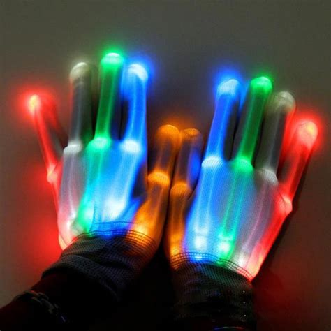 1pc Electro Led Flashing Glove Unisex Multi Color Light Up Gloves